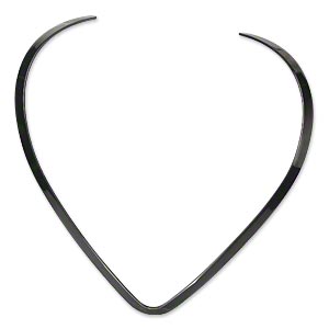 Neckwire, gunmetal-plated steel, 16-inch open V-curve with smooth finish 1pc