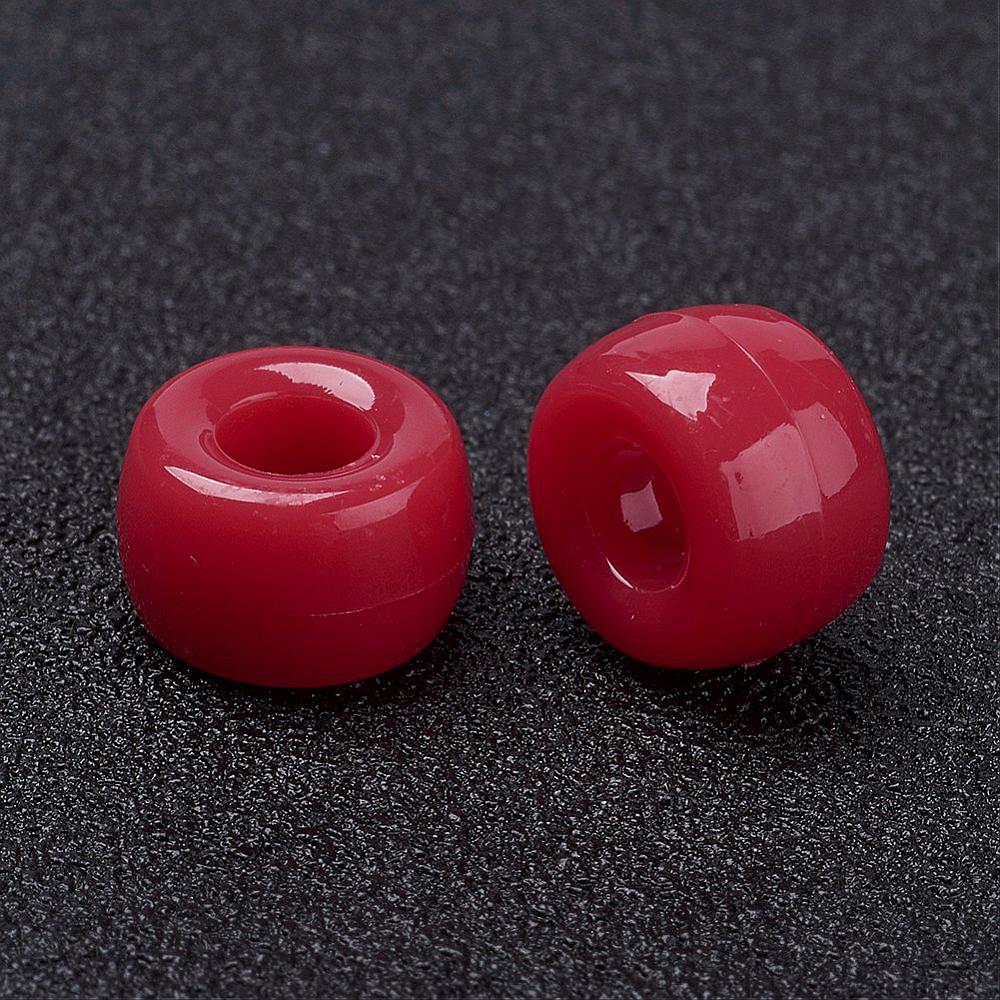 Pony Beads Red - opaque, 9x6mm, approx 900pcs, 250grams