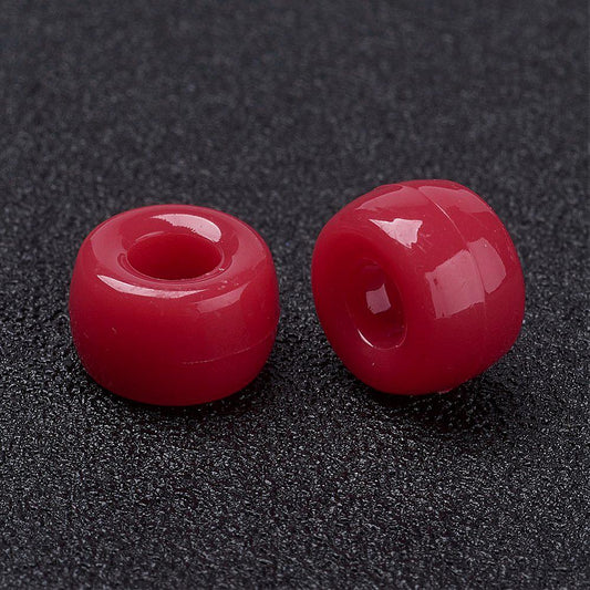 Pony Beads Red - opaque, 9x6mm, approx 900pcs, 250grams