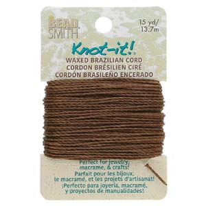 Knot it Waxed Poly Cord 2ply (1mm) - Brown 13.7 metres