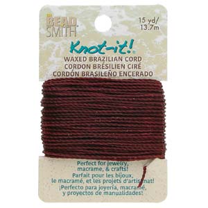 Knot it Waxed Poly Cord 2ply (1mm) - Burgundy 13.7 metres