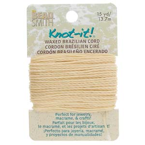 Knot it Waxed Poly Cord 2ply (1mm) - Cream 13.7 metres