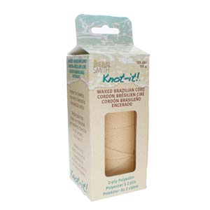 Knot it Waxed Poly Cord 2ply (1mm) - Cream 144 metres - Beadsmith