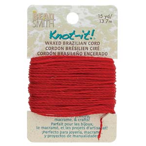 Knot it Waxed Poly Cord 2ply (1mm) - Dark Red 13.7 metres