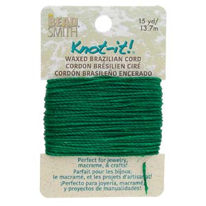 Knot it Waxed Poly Cord 2ply (1mm) - Evergreen 13.7 metres
