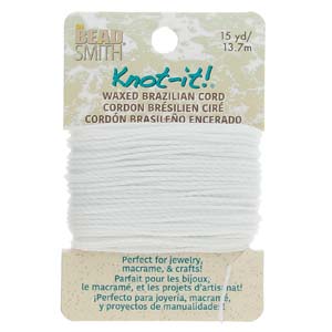 Knot it Waxed Poly Cord 2ply (1mm) - White 13.7 metres