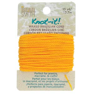 Knot it Waxed Poly Cord 2ply (1mm) - Golden Yellow 13.7 metres
