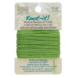 Knot it Waxed Poly Cord 2ply (1mm) - Lime 13.7 metres