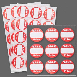 Adhesive label, white and red, 1-inch round with "SALE Price."  500pcs