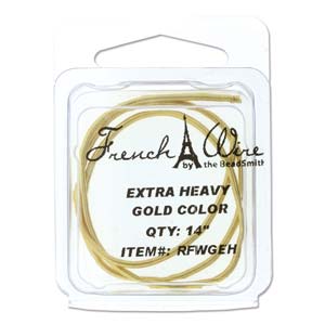 French wire, gold-plated brass, .7mm, fine, 14 inches