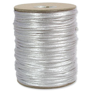 Rattail Satin Cord 3mm White Silver 4 metres
