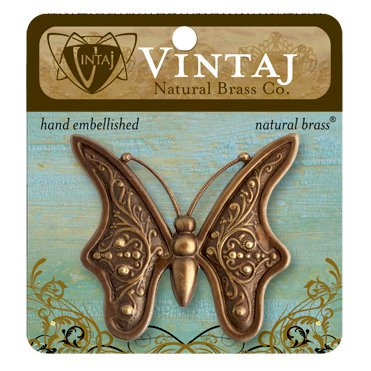 Vintaj Metal Brass - Metal Embellishments  55mm - Butterfly, 1pc