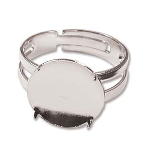 Silver Plate Disc Part 14mm Disc Finger Ring, 6 pieces