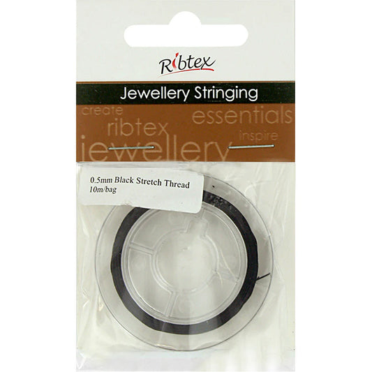 Stretch String Thread Black, 0.5mm, 10 metres