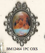 Lost & Found - Cameo- Cherubs Antique Black Nickle 1pc (55mmx48mm)  - Steampunk