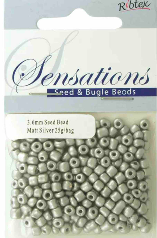 Seed Beads, Silver Matte size 6/0 (3.6mm), 25 grams
