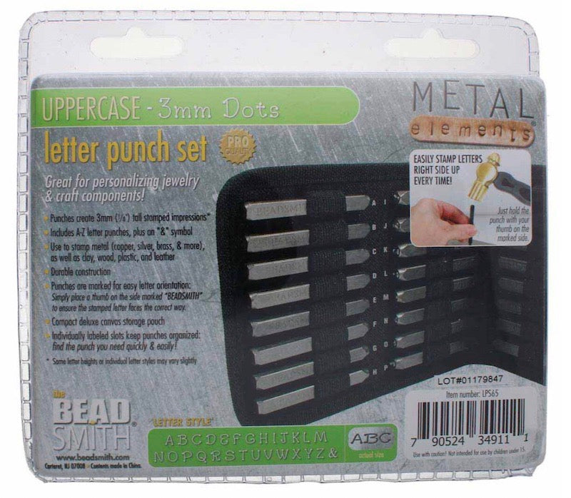 Letter Punch Set, 3mm, Dots, upper case 27pcs with case, NEW