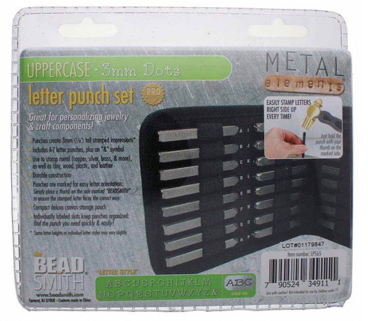 Letter Punch Set, 3mm, Dots, upper case 27pcs with case, NEW