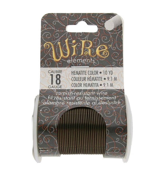 Beadsmith Non Tarnish Craft Wire Hematite, 18 ga, 10 yards - Lacquered