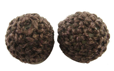Cotton Crocheted Cover Beads, 16mm, Brown, 5 pcs