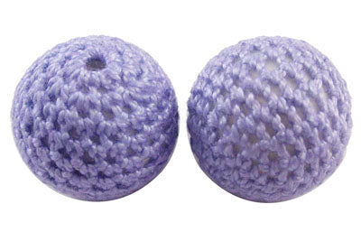 Cotton Crocheted Cover Beads, 22mm, Lilac, 5 pcs