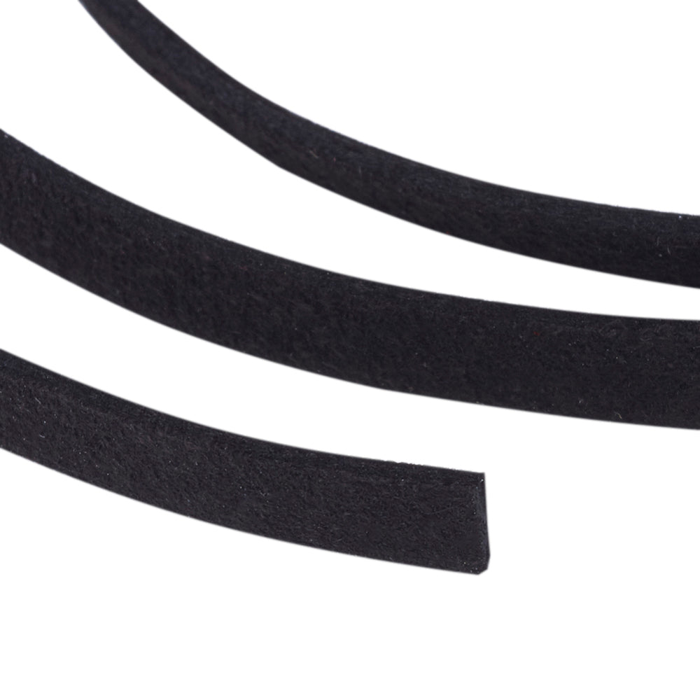 Faux Suede Cord,  Black Size: about 5mm wide, 1.5mm thick; about 5m/roll