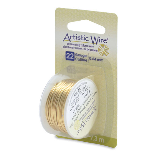Artistic Wire Non Tarnish Brass, 22 gauge,  8 yards