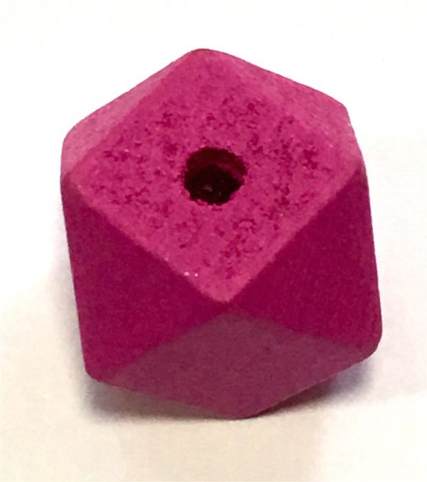 Wooden Beads Polygon, 20x20mm, 30 pieces, Fuchsia (3.7-4.2mm hole)