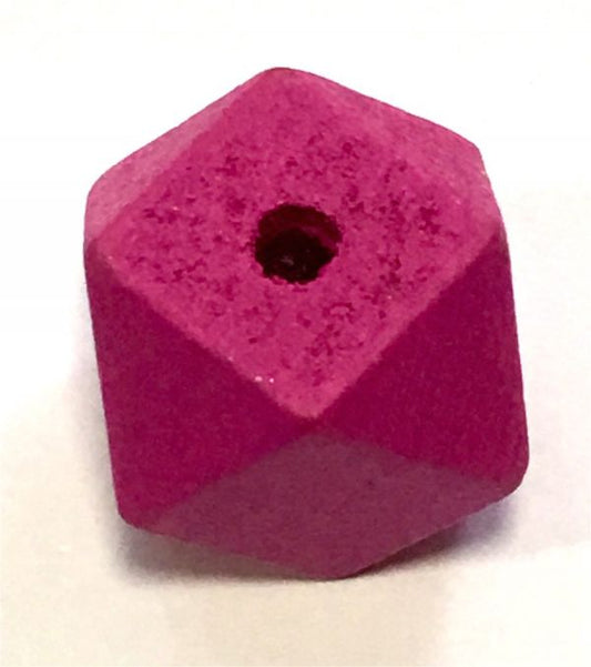 Wooden Beads Polygon, 20x20mm, 30 pieces, Fuchsia (3.7-4.2mm hole)