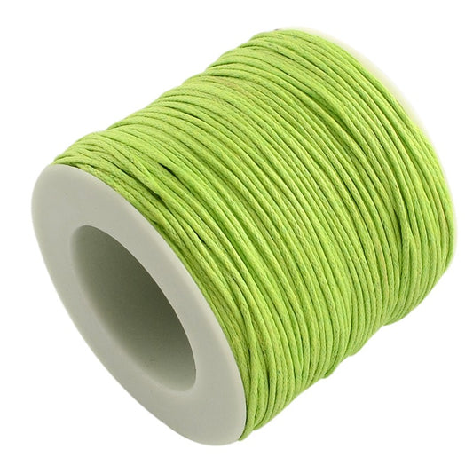 Waxed Cotton Cord, Lime, 1mm, 100 yards