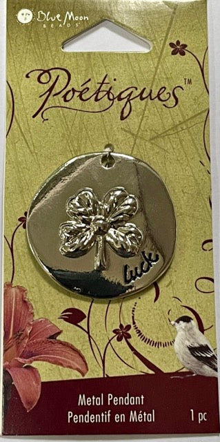 Blue Moon Poetiques Raised Icon Pendants, 30mm 1 pc - Luck