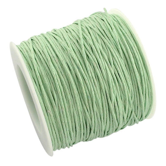 Waxed Cotton Cord, Light Green, 1mm, 100 yards