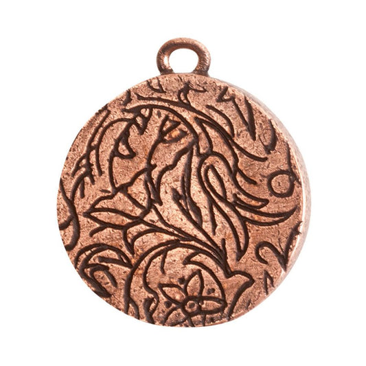 Medium Circle Embroidery Kit - contains - Antique Copper pendant, tag and jumpring - 1 Set