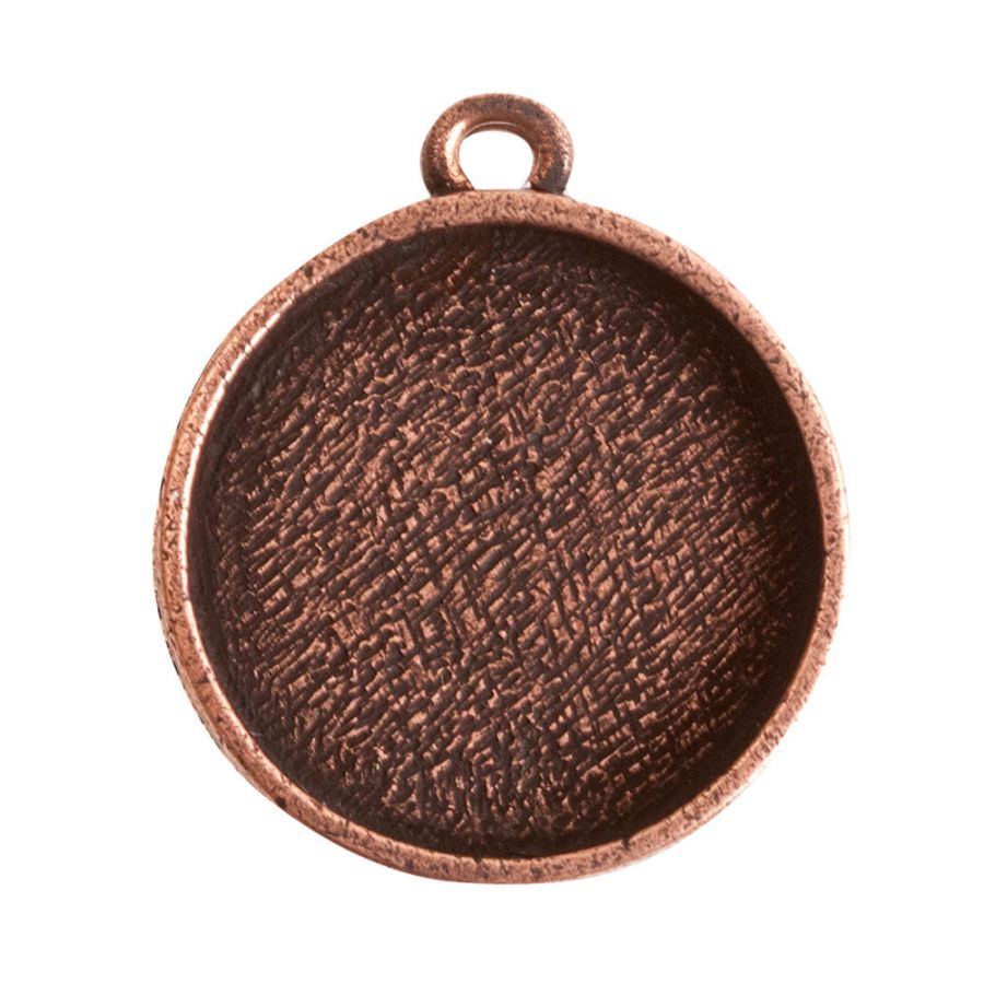 Medium Circle Embroidery Kit - contains - Antique Copper pendant, tag and jumpring - 1 Set