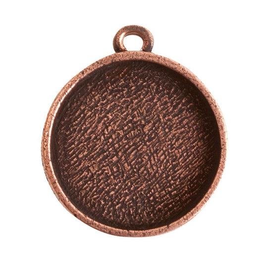 Medium Circle Embroidery Kit - contains - Antique Copper pendant, tag and jumpring - 1 Set