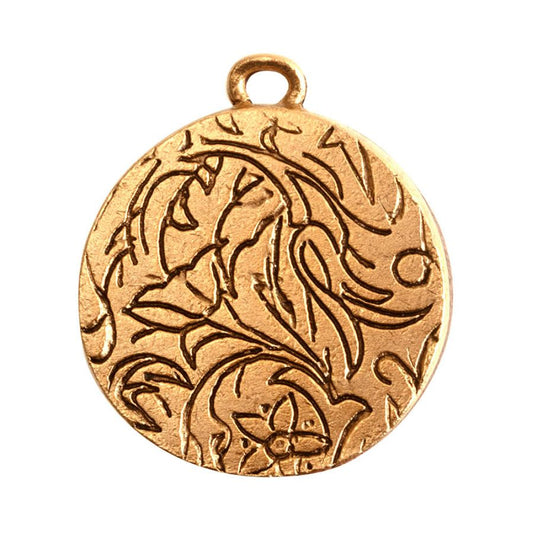 Medium Circle Embroidery Kit - contains - Antique Gold pendant, tag and jumpring - 1 Set