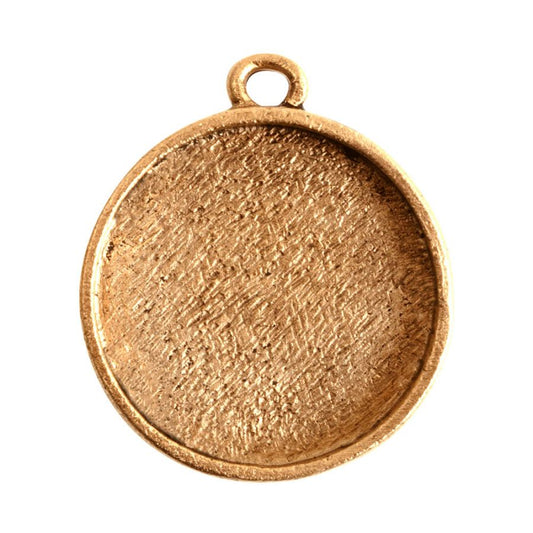 Medium Circle Embroidery Kit - contains - Antique Gold pendant, tag and jumpring - 1 Set