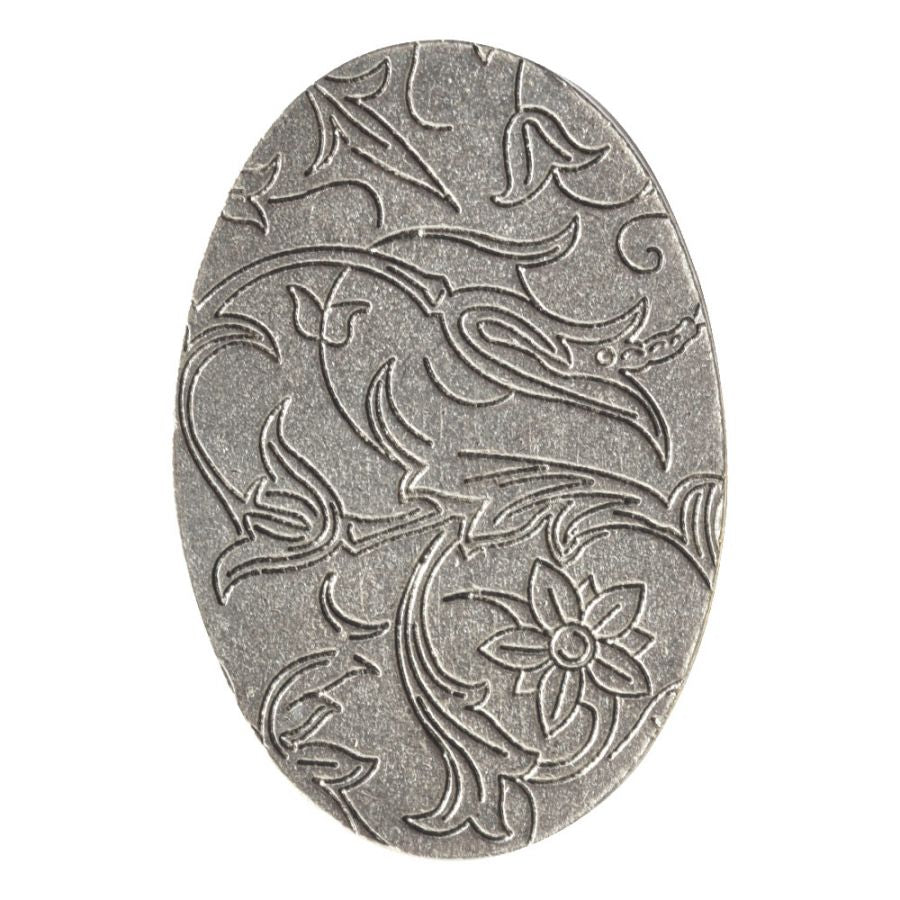 Oval Embroidery Kit - contains - Antique Silver pendant, tag and jumpring - 1 Set