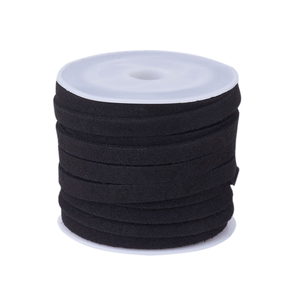 Faux Suede Cord,  Black Size: about 5mm wide, 1.5mm thick; about 5m/roll