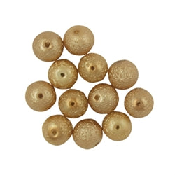 Glass Beads Pearls Textured Round 10mm Copper 20pcs - Ribtex