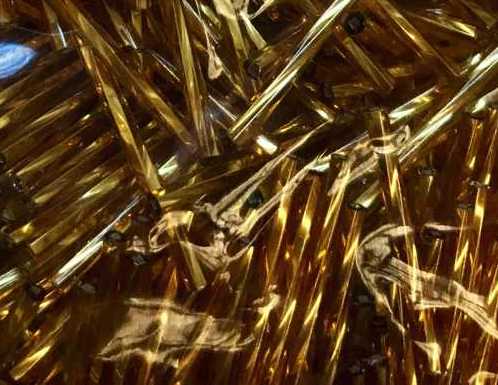 Bugle Beads, 25mm, Gold Twisted, 25 grams  Czech Glass