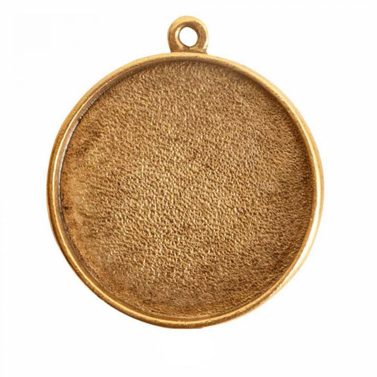 Large Circle Embroidery Kit - contains - Antique Gold pendant, tag and jumpring - 1 Set
