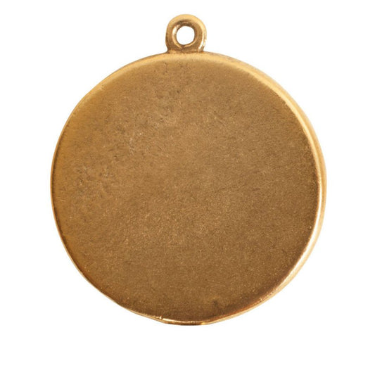 Large Circle Embroidery Kit - contains - Antique Gold pendant, tag and jumpring - 1 Set
