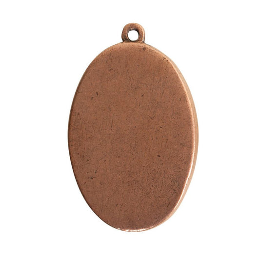 Oval Embroidery Kit - contains - Antique Copper pendant, tag and jumpring - 1 Set