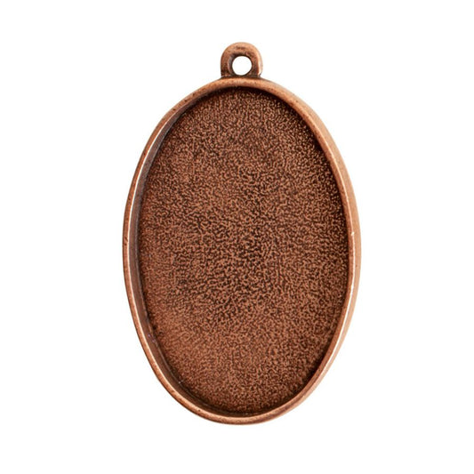 Oval Embroidery Kit - contains - Antique Copper pendant, tag and jumpring - 1 Set