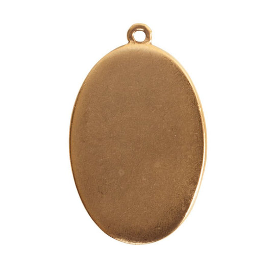 Oval Embroidery Kit - contains - Antique Gold pendant, tag and jumpring - 1 Set