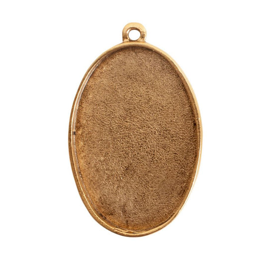 Oval Embroidery Kit - contains - Antique Gold pendant, tag and jumpring - 1 Set