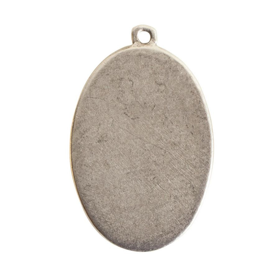 Oval Embroidery Kit - contains - Antique Silver pendant, tag and jumpring - 1 Set
