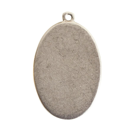 Oval Embroidery Kit - contains - Antique Silver pendant, tag and jumpring - 1 Set