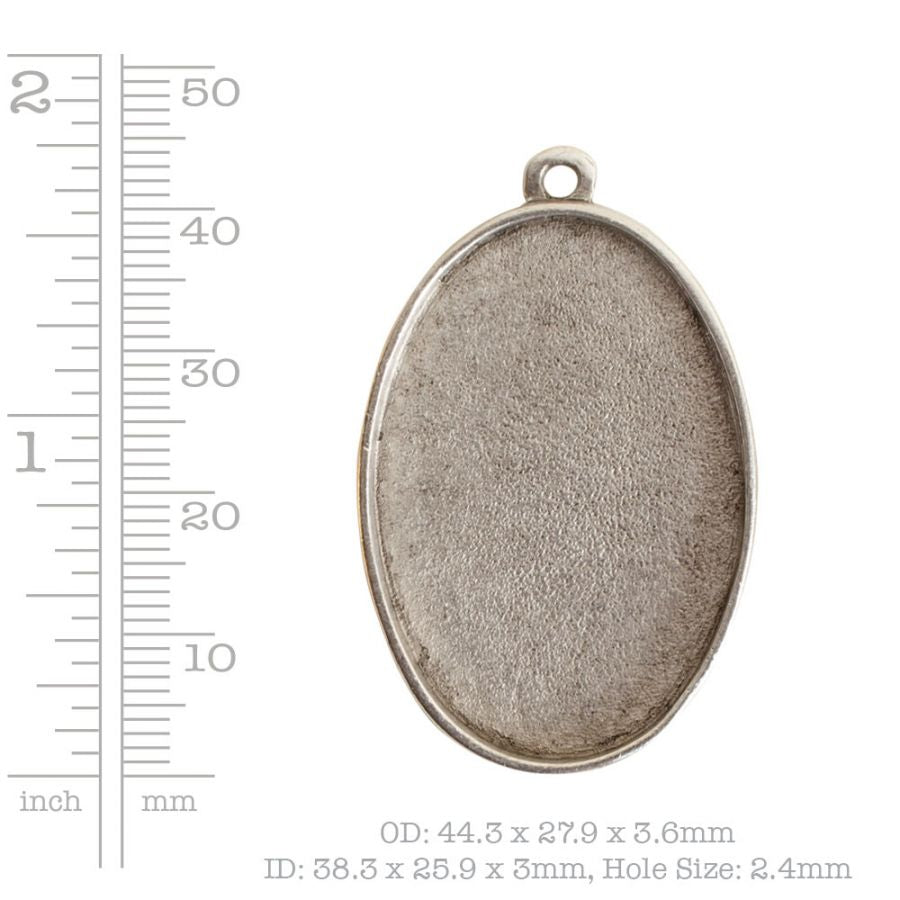Oval Embroidery Kit - contains - Antique Silver pendant, tag and jumpring - 1 Set